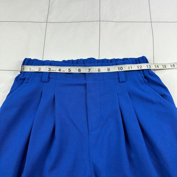 Halara Pants Womens Small Blue Cobalt High Waisted Plicated Waffle Wide Leg Flex - Picture 5 of 10